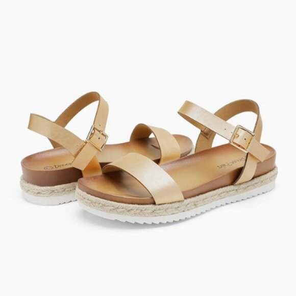 DREAM PAIRS Women’s Open Toe Ankle Strap Espadrille Platform Buckle Sandal GOLD - Picture 3 of 6